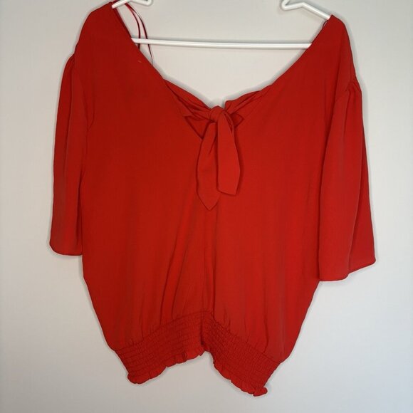 NINE BRITTON NEW Vicki Back Tie Detail Blouse Womens XL Red Stitch Fix - Picture 7 of 7